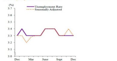 Unemployment rate remained at 3.3% in December 2018