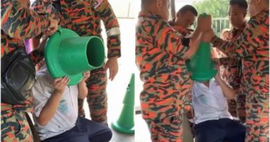 'Unicorn is real': Sabah boy gets head trapped in cone, firefighters come to the rescue