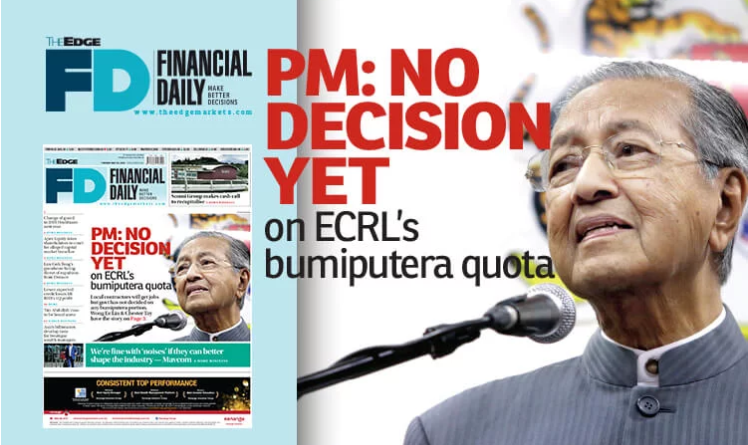 No decision yet on ECRL’s bumiputera quota