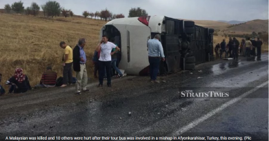 One Malaysian dead, 10 hurt in bus mishap in Turkey