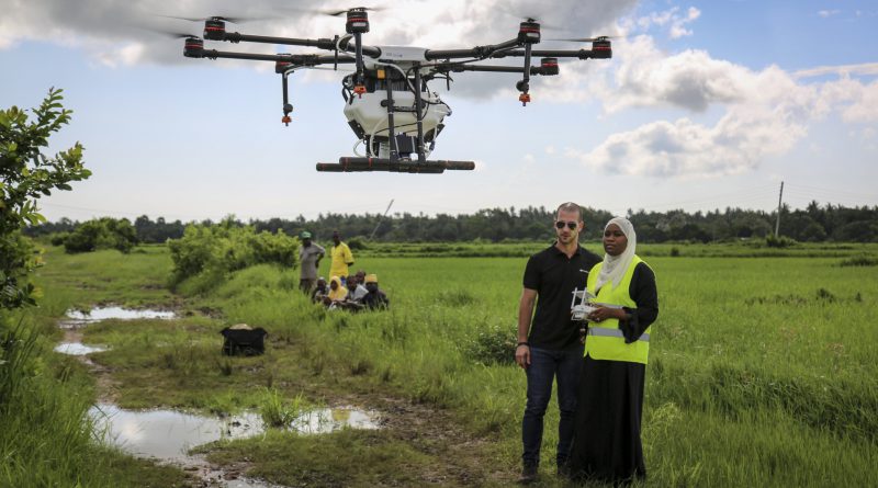 Zanzibar tests drones spraying rice fields to fight malaria