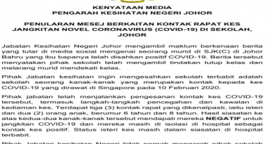 COVID-19: JKNJ denies instructing Johor Bahru school to close